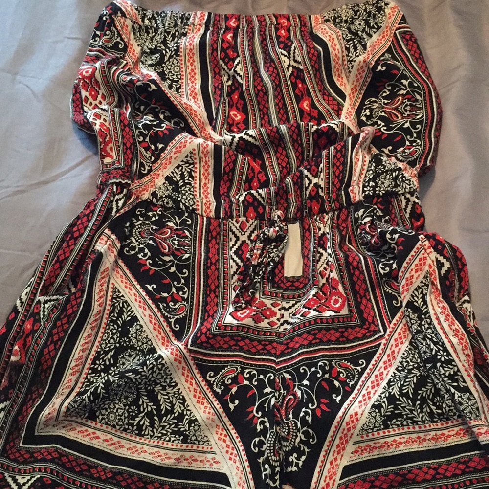 Strapless Romper with Waist cinch